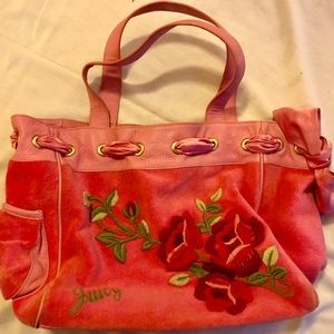 Juicy Couture Rose Embroidered Hot Pink Tote 🌹